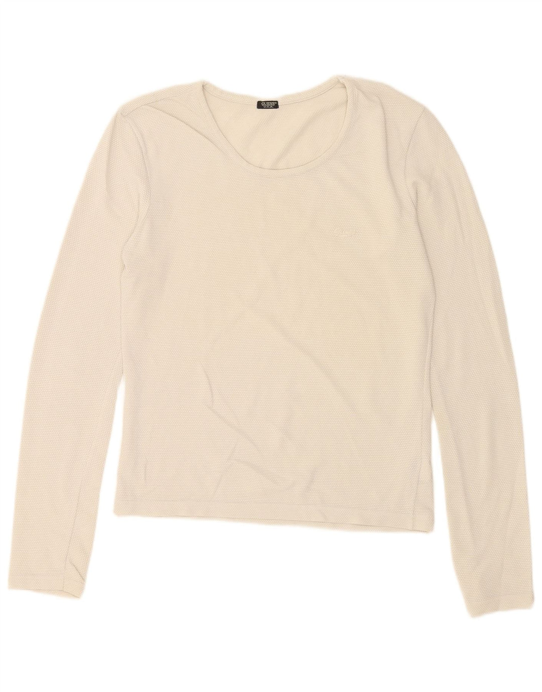Guess Damen Top Langarm UK 14 Large Weiß