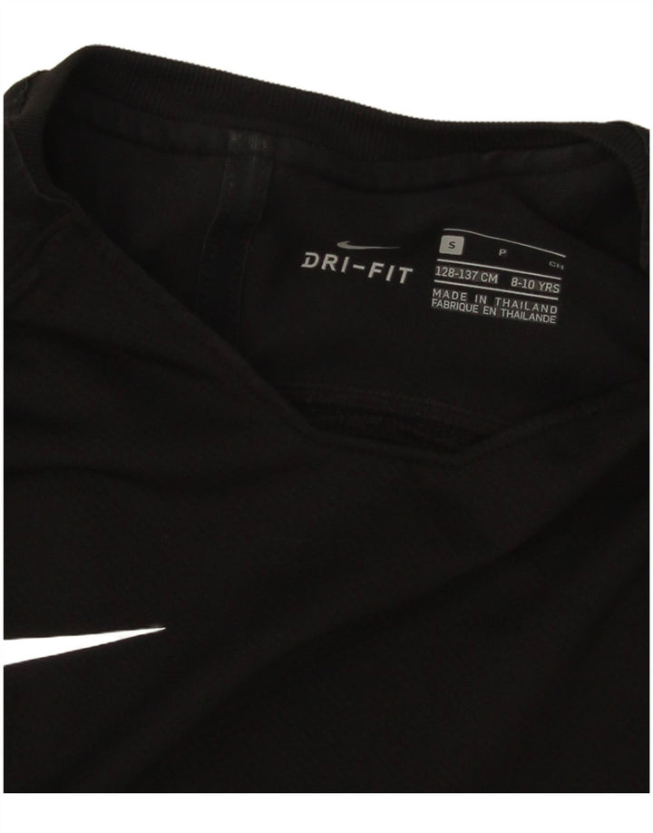 Nike Boys Dri Fit T-Shirt Top 8-9 Years Small  Black Colourblock Polyester