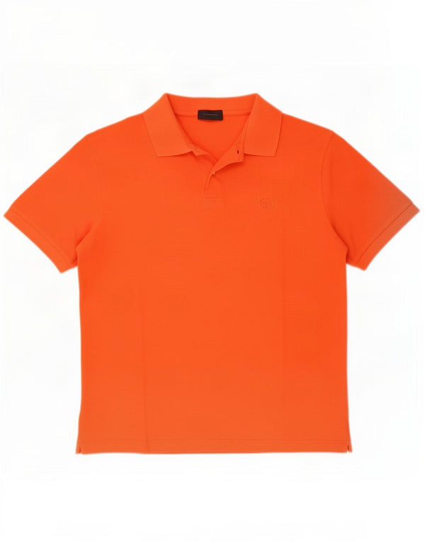 Sergio Tacchini Mens Polo Shirt IT 52 Large Orange Cotton