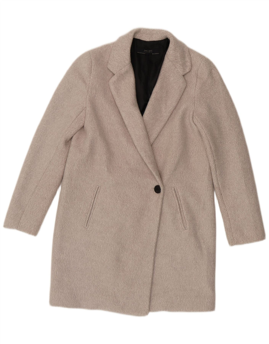 ZARA Womens Oversized Overcoat UK 6 XS Grey Cotton