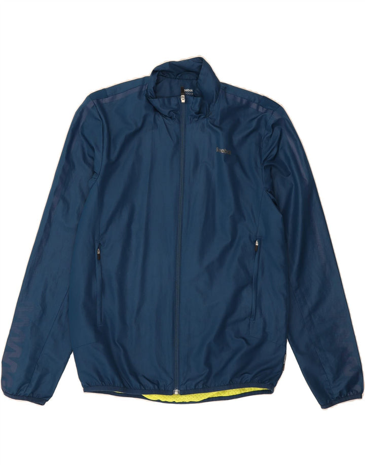 REEBOK Mens Graphic Tracksuit Top Jacket  Small Navy Blue Polyester Vintage Reebok and Second-Hand Reebok from Messina Hembry 