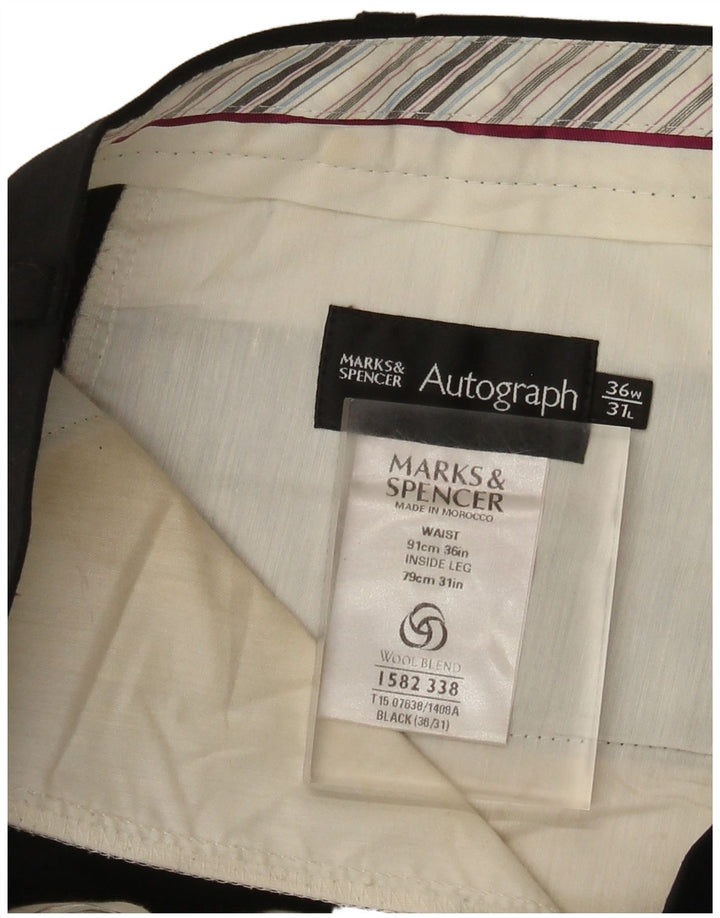 Marks & Spencer Mens Autograph Straight Suit Trousers W36 L31 Black