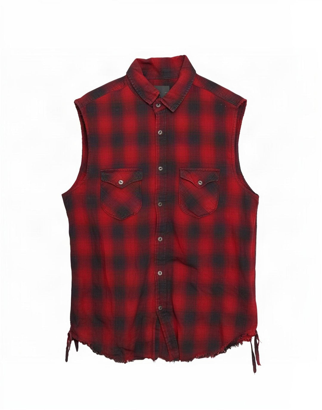 Zara Chemise sans manches en flanelle coupe régulière pour homme à carreaux rouges moyens
