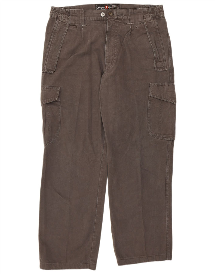 Murphy & Nye Mens Straight Cargo Trousers W33 L28 Grey Cotton