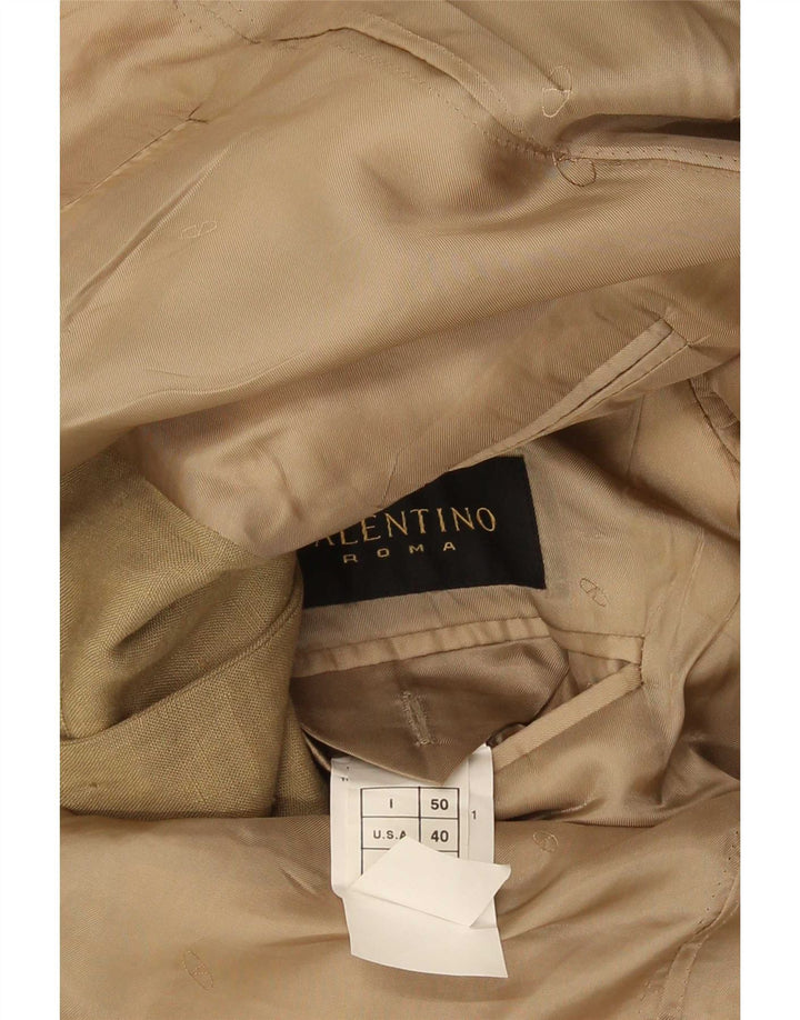 Valentino Mens 3 Button Blazer Jacket IT 50 Large Khaki Linen