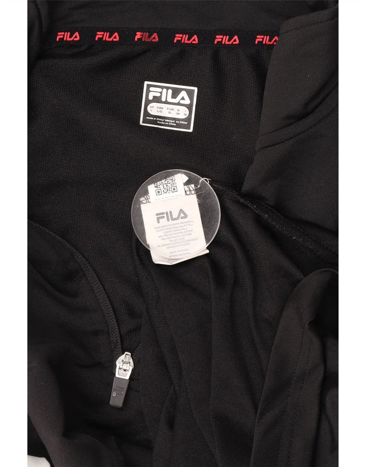 Męski dres FILA z zamkiem błyskawicznym i topem XL, czarny poliester z blokami kolorów