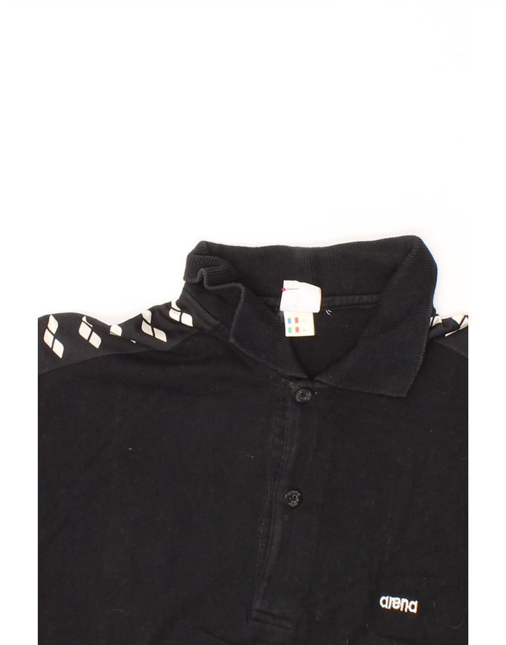 ARENA Mens Graphic Polo Shirt Medium Black Cotton Vintage Arena and Second-Hand Arena from Messina Hembry 