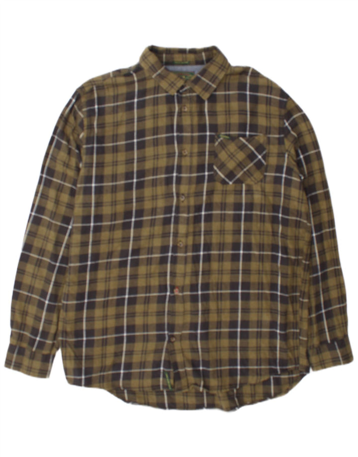 Alcott Mens Flannel Shirt 2XL Khaki Check Cotton