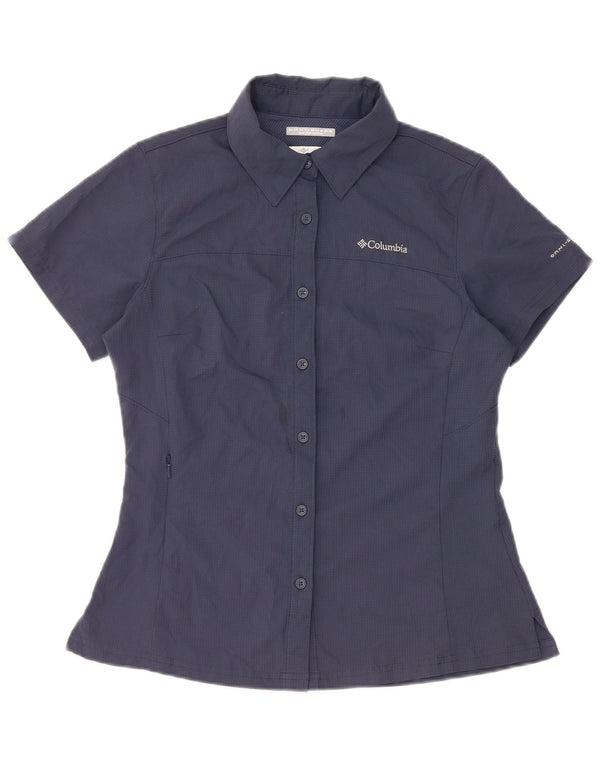 Columbia Damen Omni-Shade Kurzarmhemd UK 6 XS Marineblau kariert