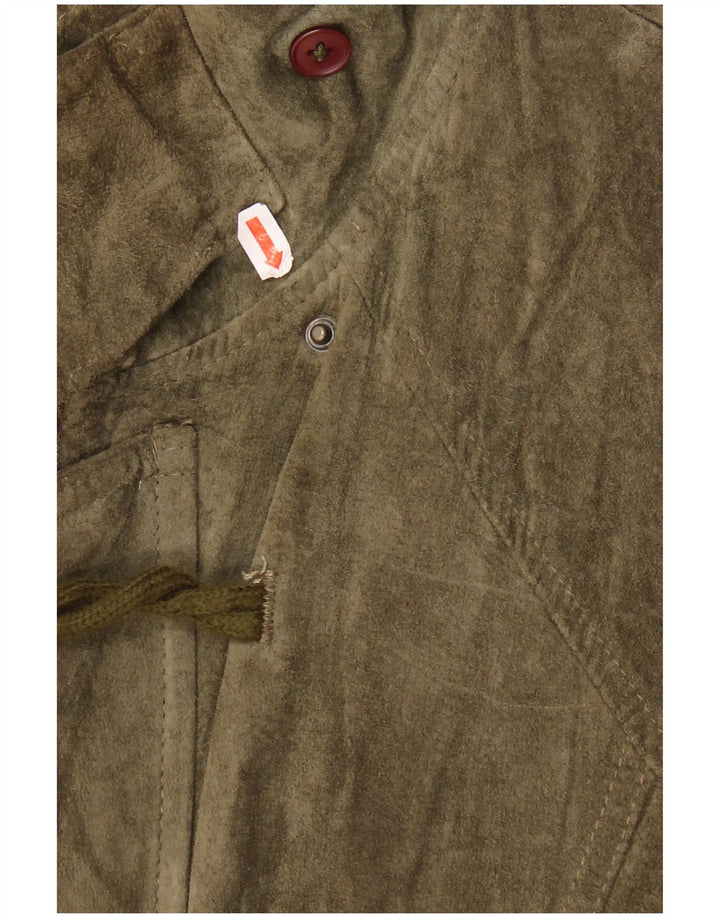 Vintage Womens Suede Duffle Coat UK 42 XL Khaki