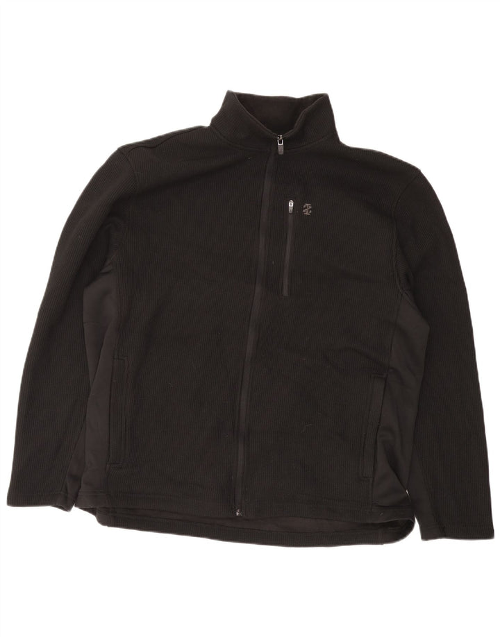 IZOD Mens Tracksuit Top Jacket Large Black Polyester