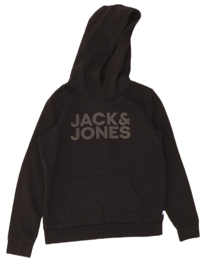 Jack & Jones Boys Graphic Hoodie Jumper 15-16 Years Medium Black Polyester