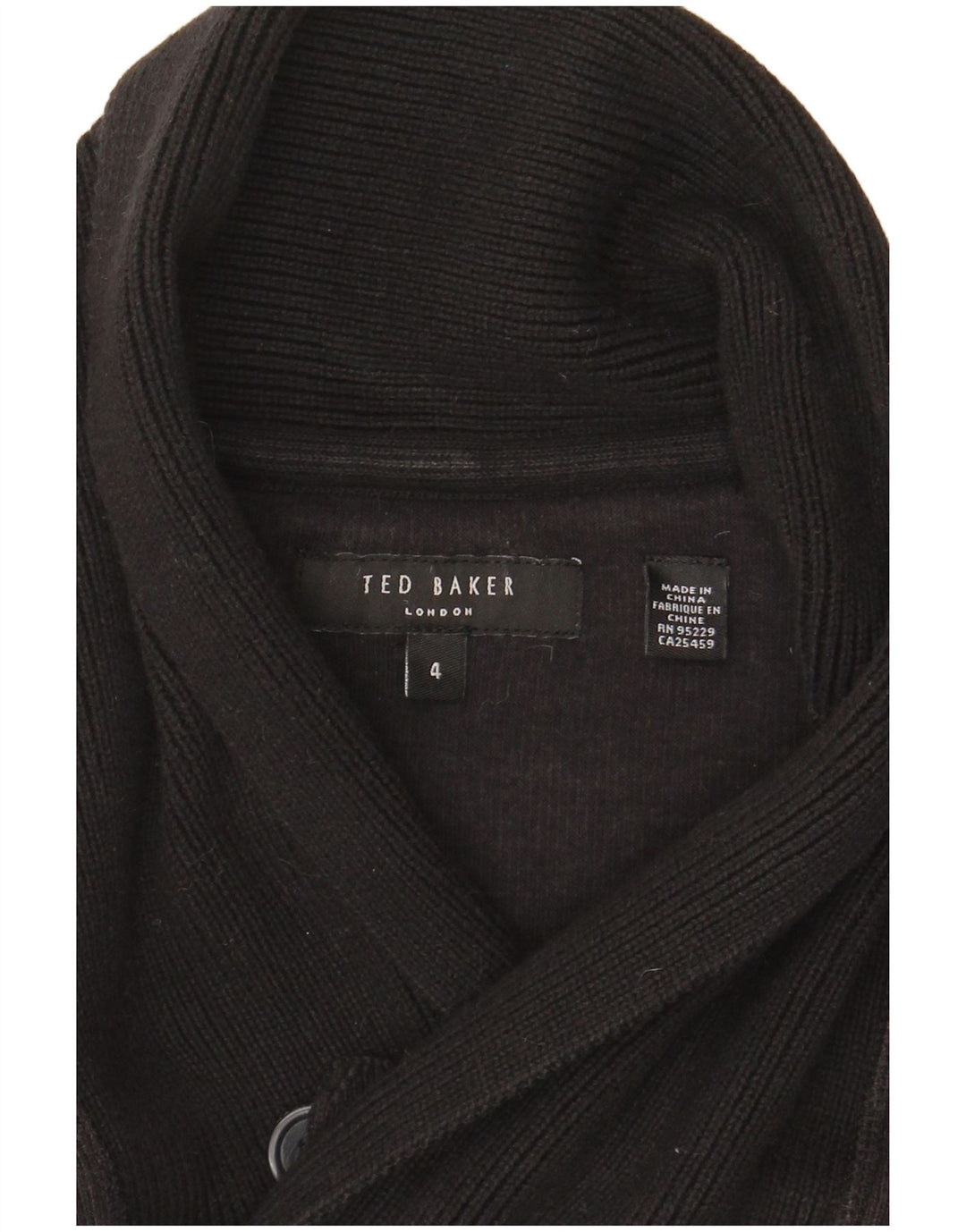 Ted Baker Herre Shawl Neck Jumper Sweater Størrelse 4 Large Sort