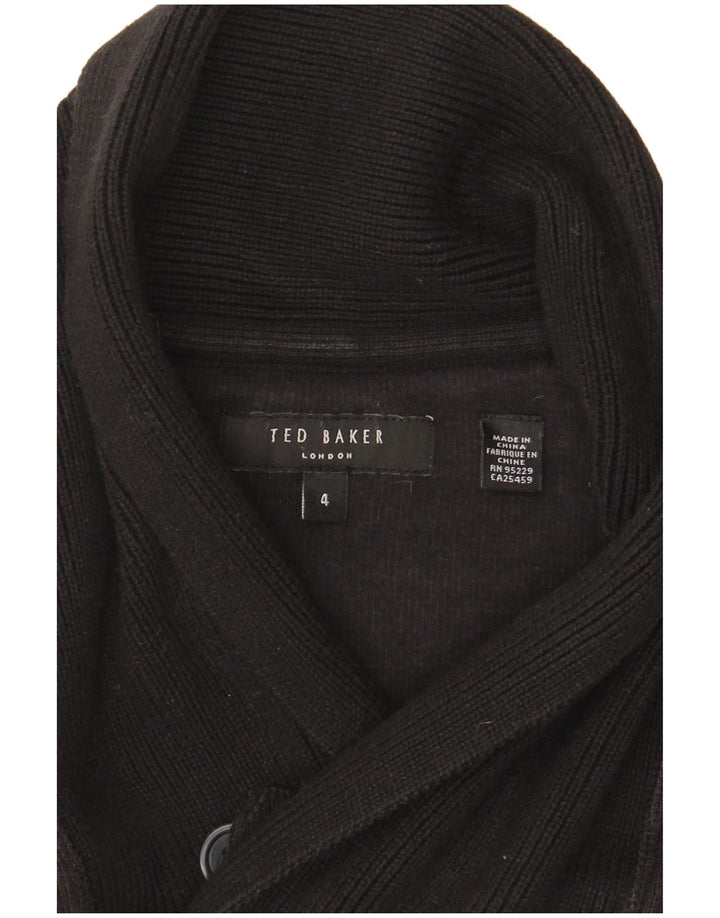 Ted Baker Herre Shawl Neck Jumper Sweater Størrelse 4 Large Sort