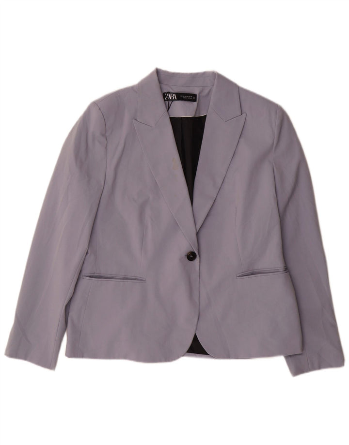 Zara Womens 1 Button Blazer Jacket EU 46 2XL Purple Polyester