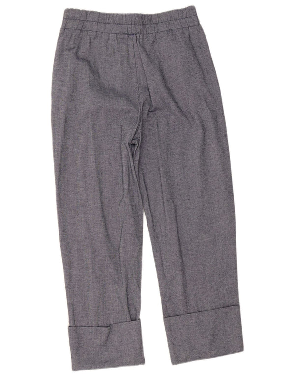 Zara Calça feminina reta cortada pequena W27 L24 algodão azul marinho
