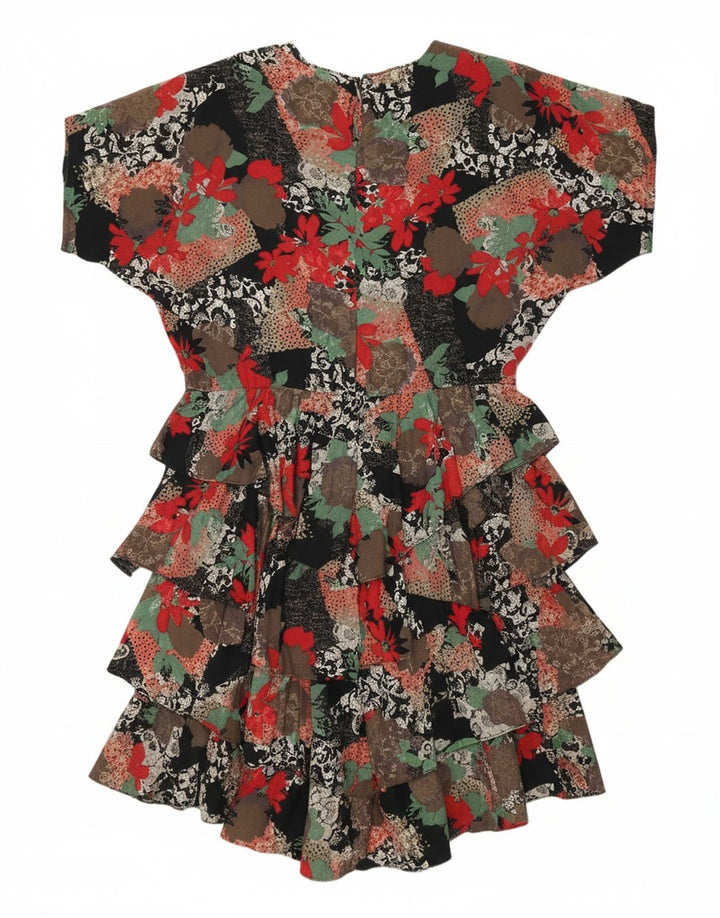 VINTAGE Womens Tiered Dress UK 14 Medium Multicoloured Floral