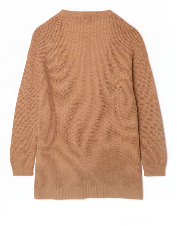 Gap Womens Longline 3/4 Sleeve Cardigan Sweater UK 10 Small Beige Flecked