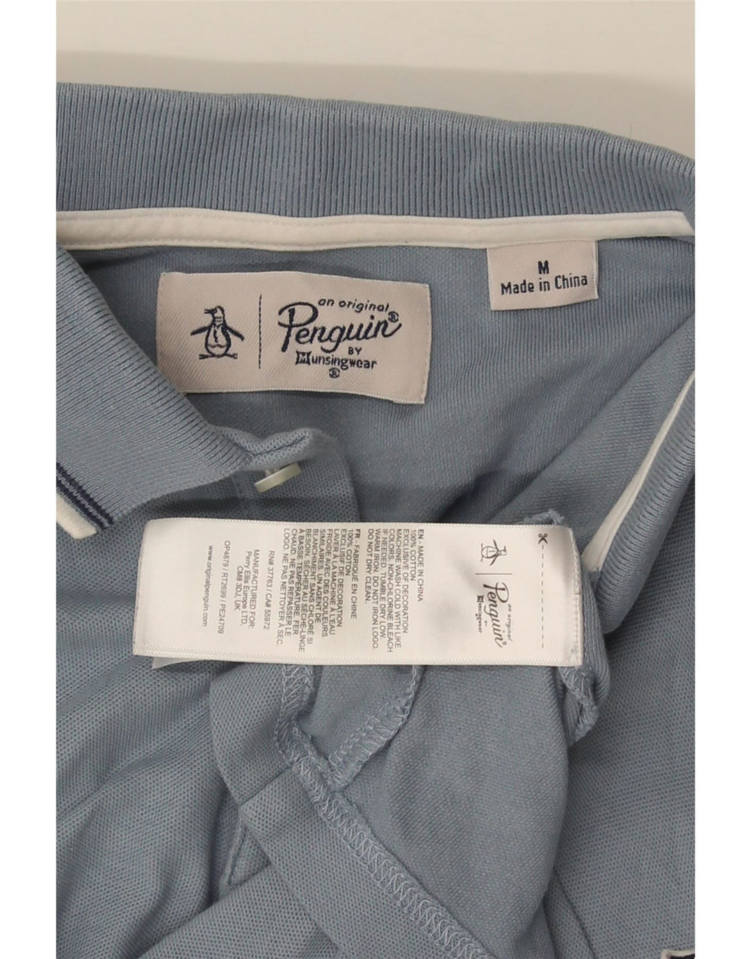 PENGUIN Mens Polo Shirt Medium Blue Cotton