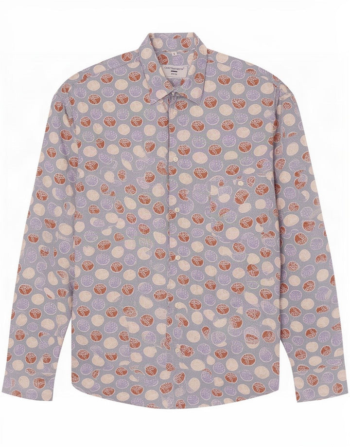 Controvento Mens Abstract Pattern Shirt Large Blue Cotton