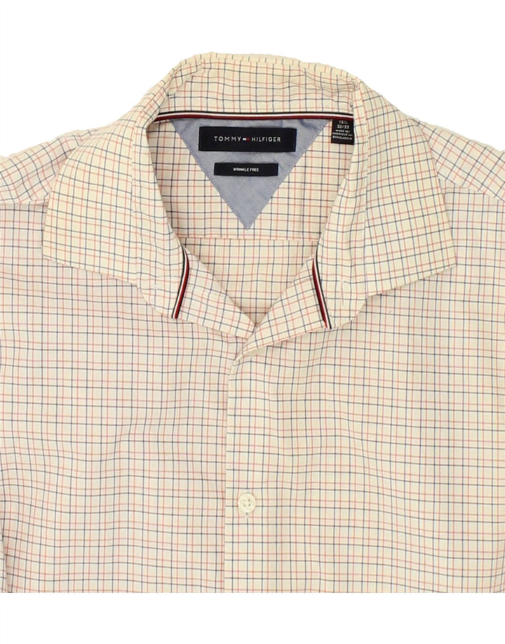 TOMMY HILFIGER Mens Wrinkle Free Shirt Size 15 1/2 Medium Beige Check Vintage Tommy Hilfiger and Second-Hand Tommy Hilfiger from Messina Hembry 