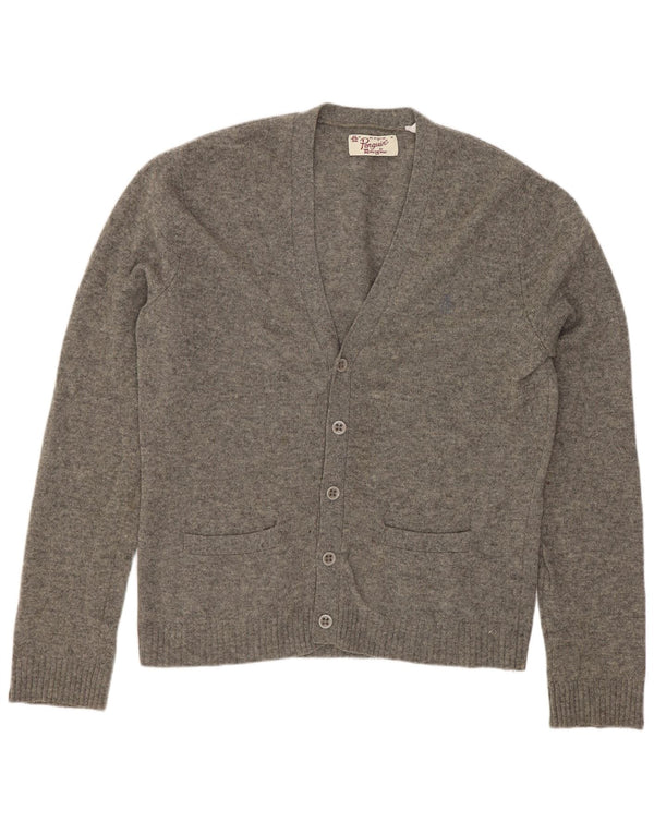 Penguin Cardigan Pull Homme Gris Moyen Laine d'Agneau