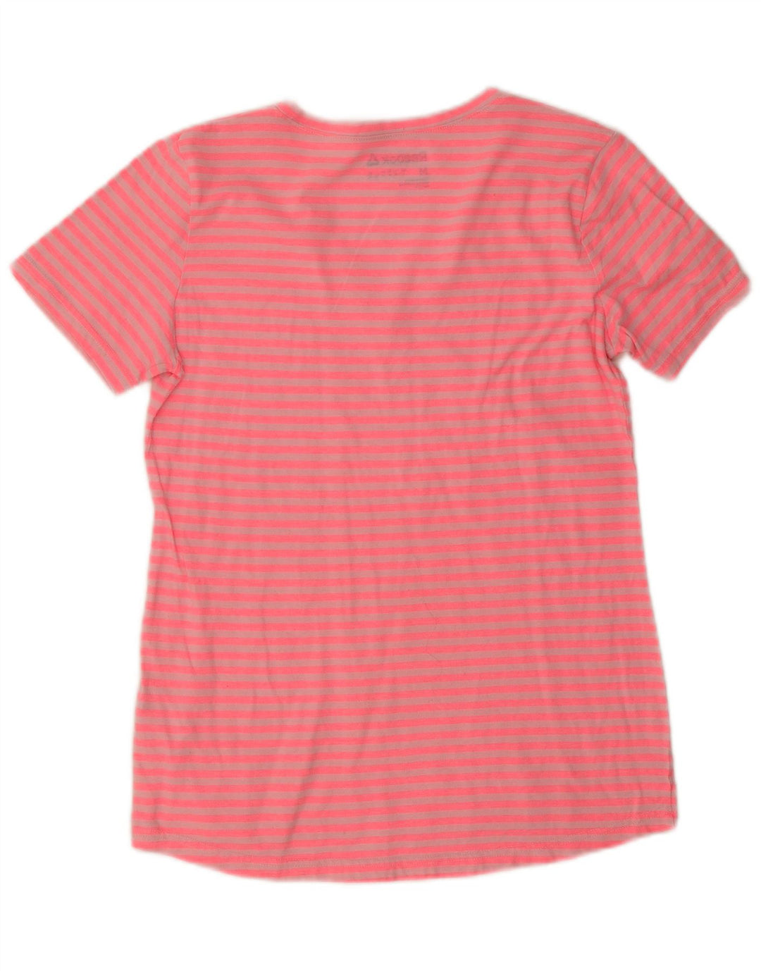 Reebok Womens T-Shirt Top UK 12 Medium  Pink Striped Polyester