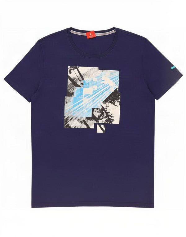 Puma Mens Graphic T-Shirt Top Large Navy Blue Cotton