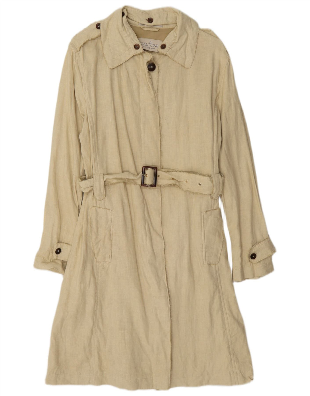 Vintage Womens Trench Coat IT 46 Large Beige Lyocell