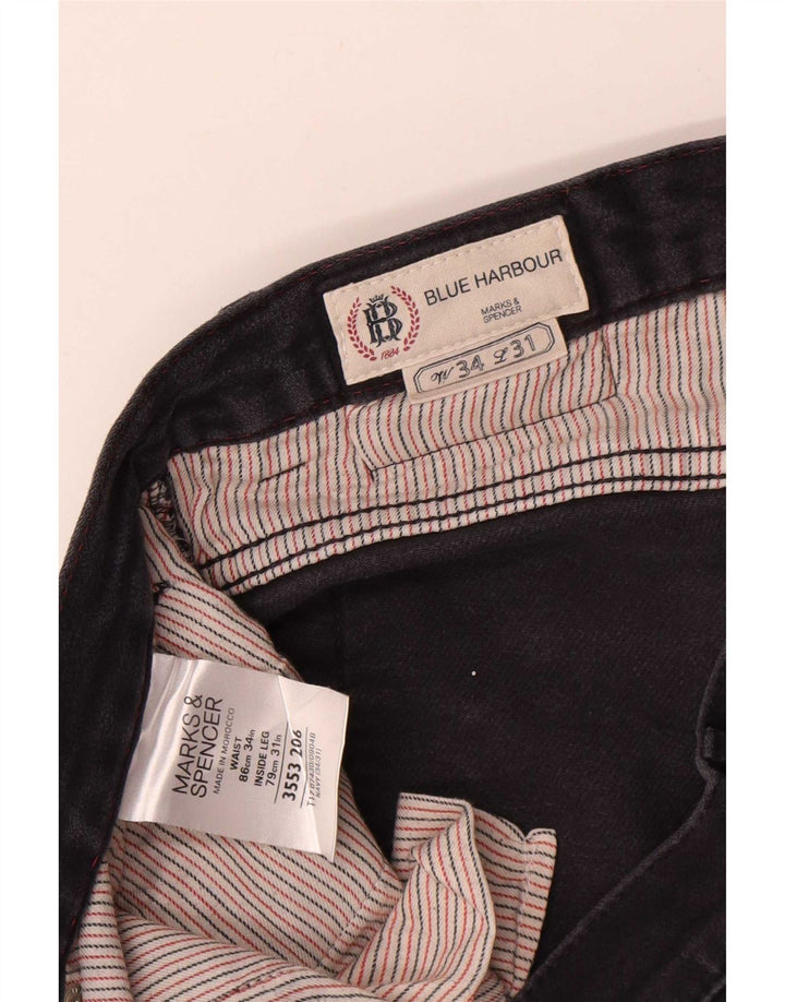 Marks & Spencer Mens Blue Harbour Chino Shorts W34 Large Navy Cotton