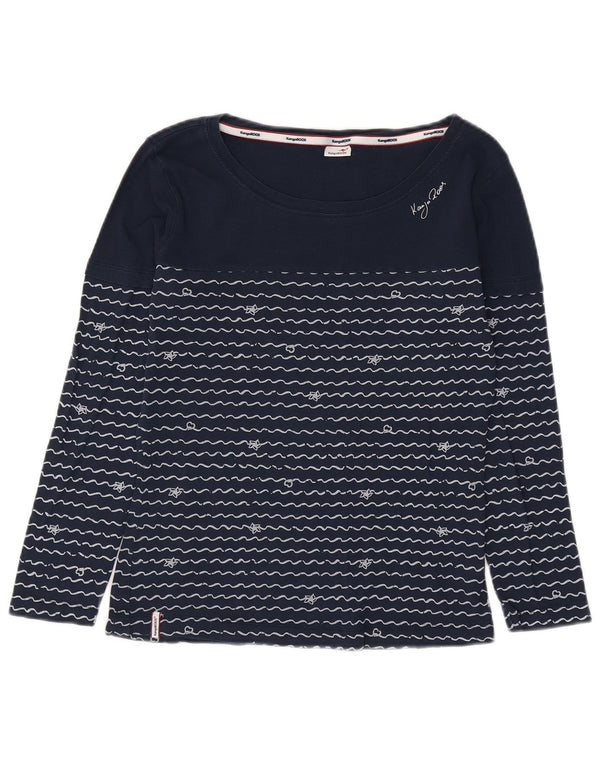 Kangaroos Top Mujer Manga Larga UK 40/16 Grande Azul Marino Rayas Algodón