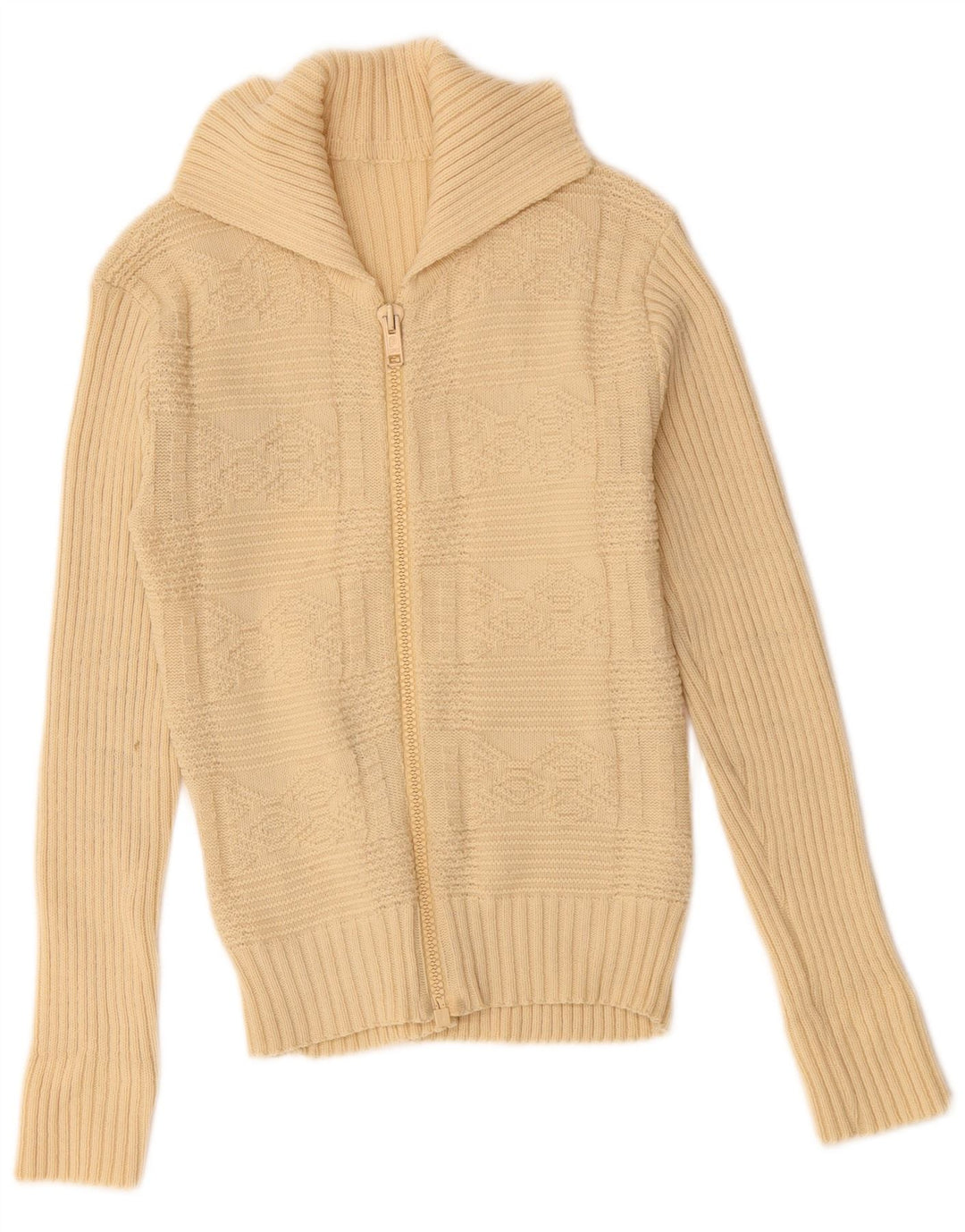VINTAGE Womens Cardigan Sweater UK 10 Small Beige