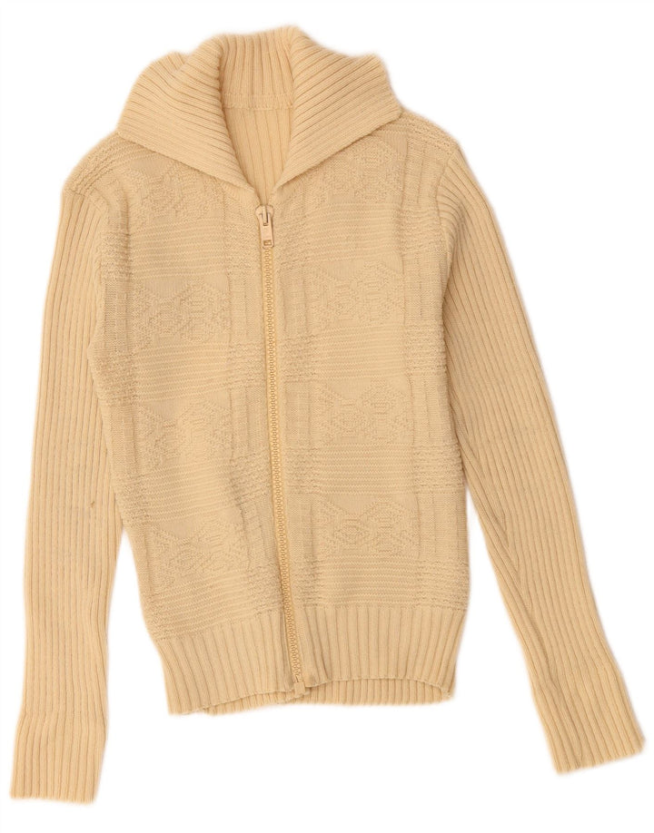 VINTAGE Womens Cardigan Sweater UK 10 Small Beige