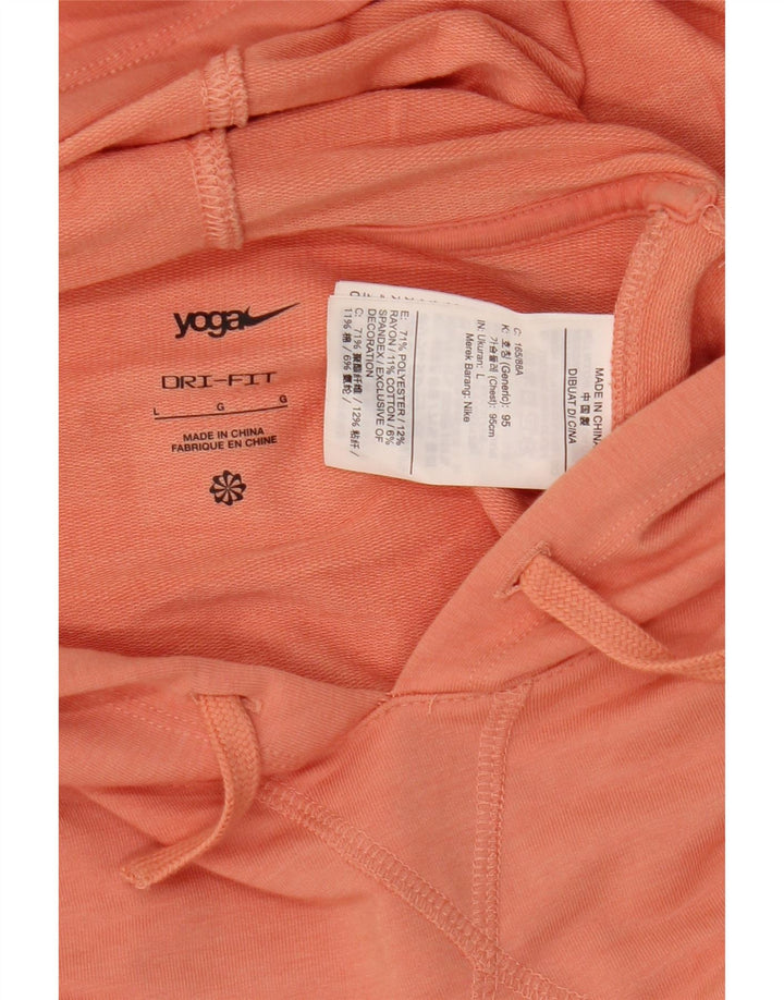 Nike Dame Dri Fit Oversized Hoodie Jumper UK 16 Large Orange Polyester