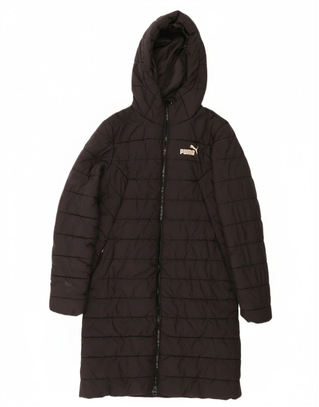 Puma Womens Hooded Padded Coat UK 6 XS Black Polyester