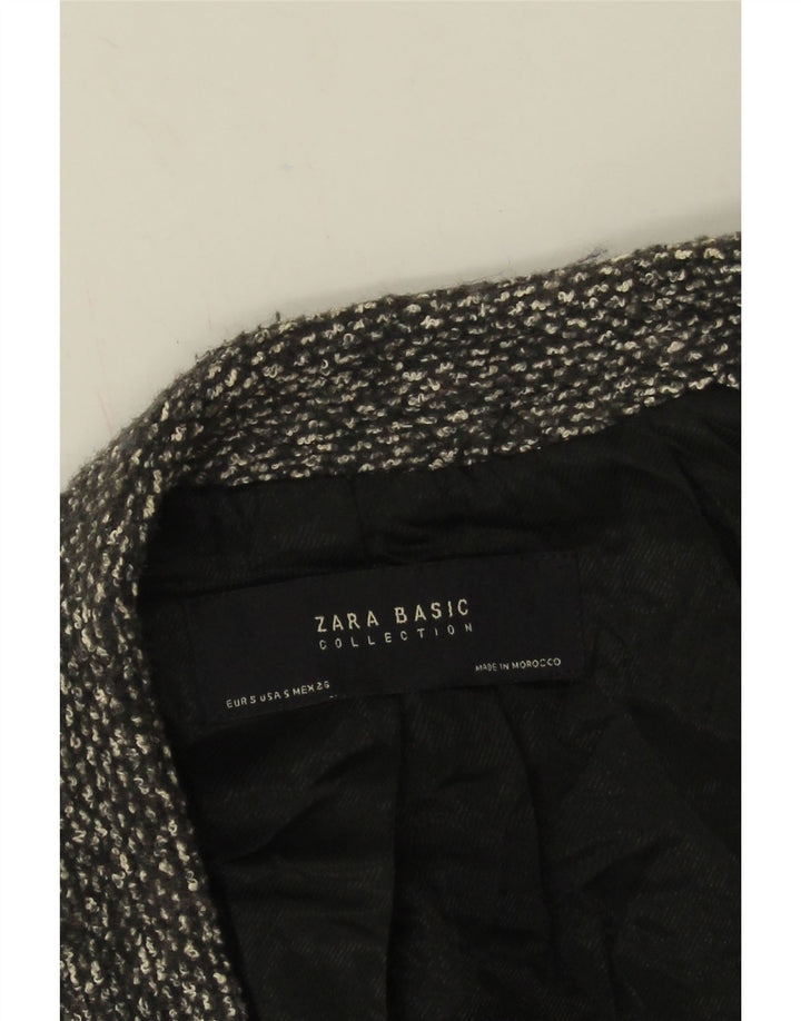 Zara Damen Longline Open Blazer Jacke UK 10 Small Grau meliert
