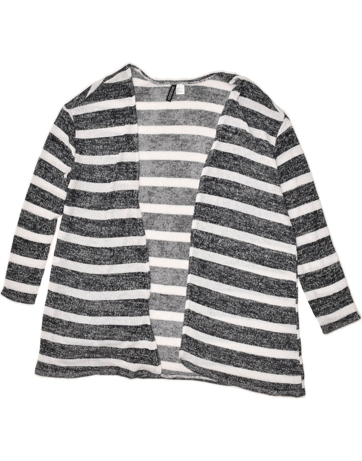 H&M Womens Cardigan Sweater UK 16 Large Grey Striped | Vintage H&M | Thrift | Second-Hand H&M | Used Clothing | Messina Hembry 