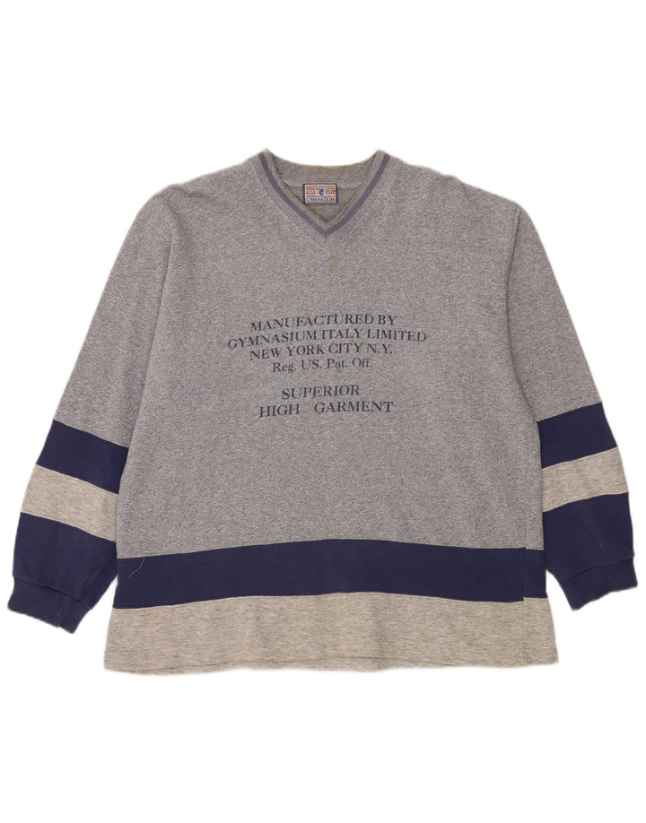 Gymnasium Mens Graphic Sweatshirt Jumper Large Blue Colourblock