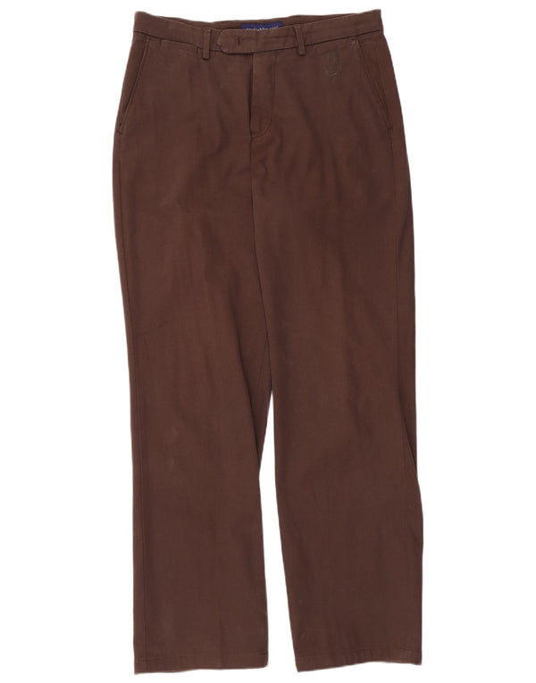 Calça masculina Trussardi de terno reto IT 50 grande W32 L31 algodão marrom