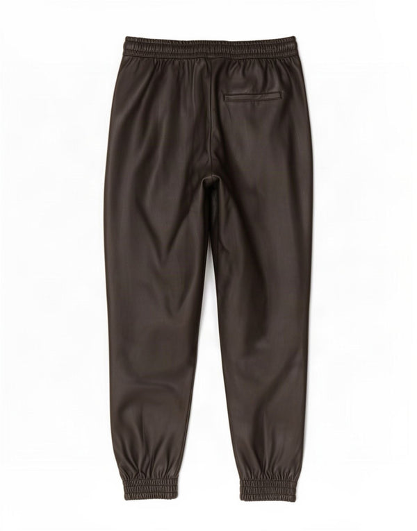 Zara Γυναικείο παντελόνι Joggers Faux Leather Medium W28 L26 Μαύρο Πολυεστέρας