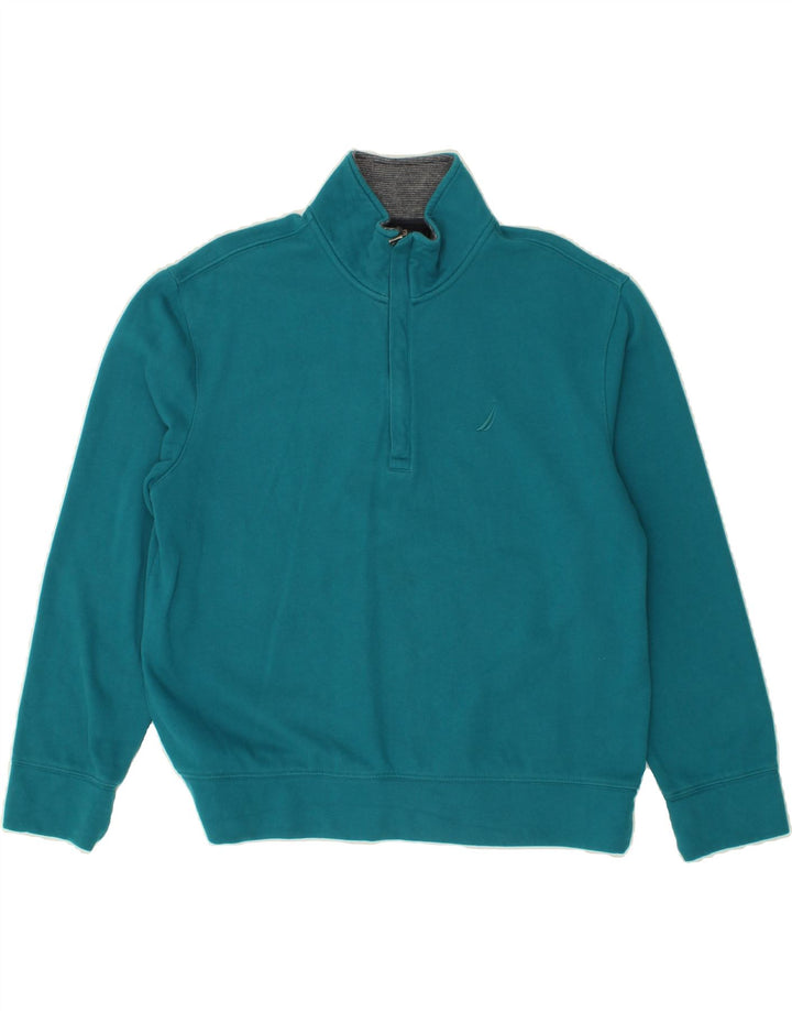 NAUTICA Mens Zip Neck Sweatshirt Jumper Medium Blue Cotton Vintage Nautica and Second-Hand Nautica from Messina Hembry 