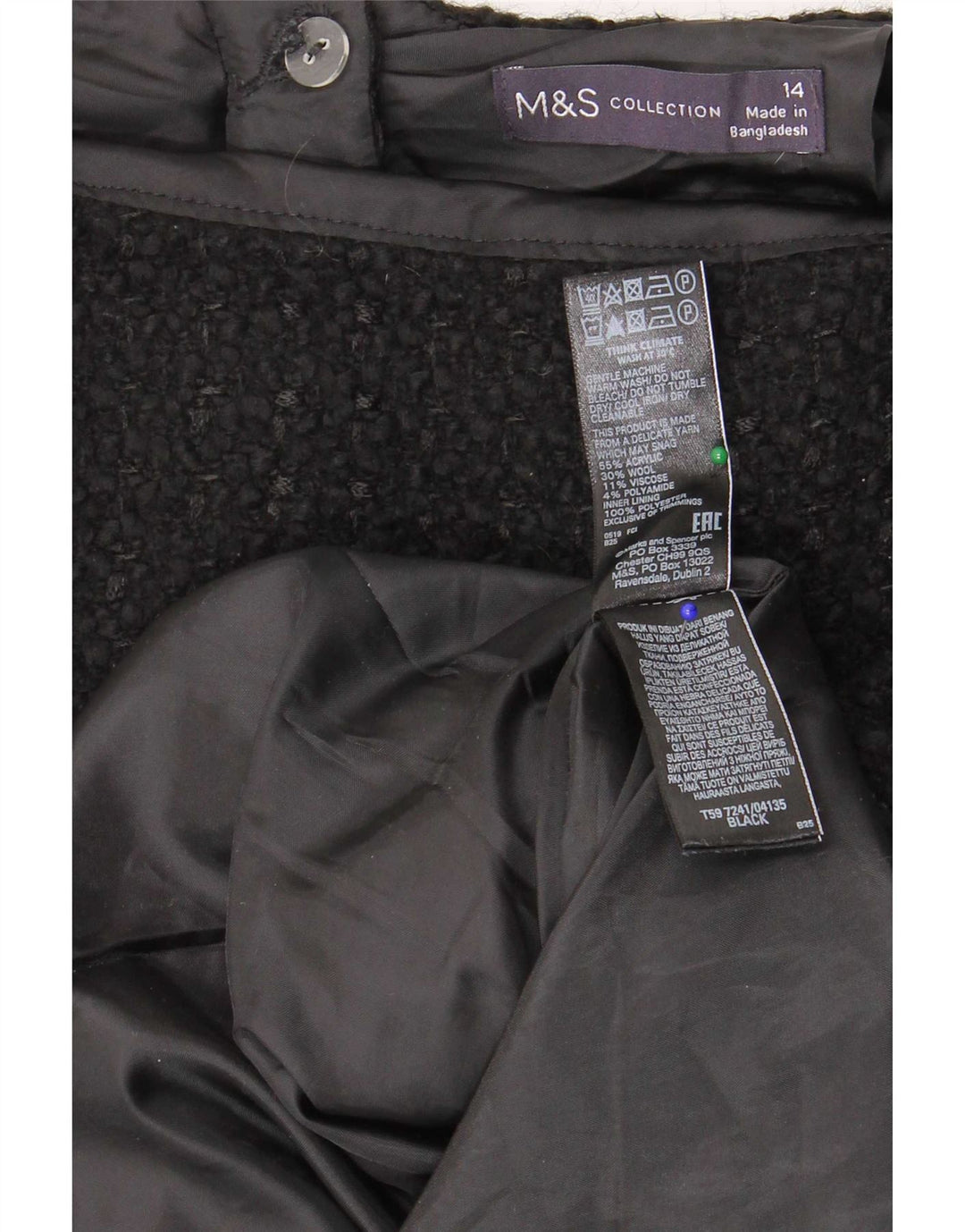 Marks & Spencer Mini-jupe femme UK 14 Medium W32 Acrylique noir
