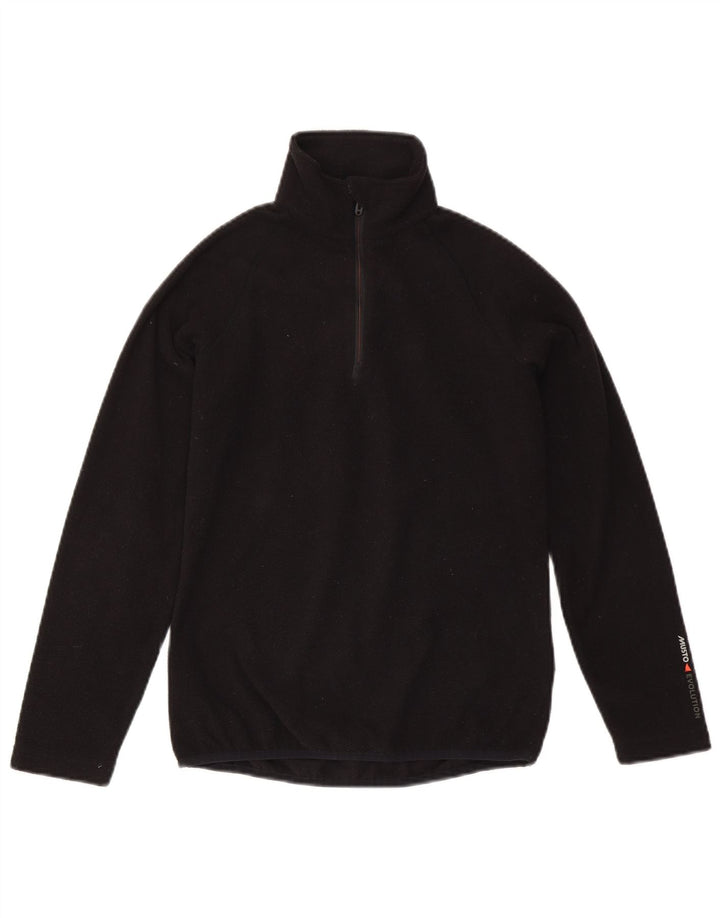 MUSTO Womens Zip Neck Fleece Jumper UK 8 Small Black Polyester