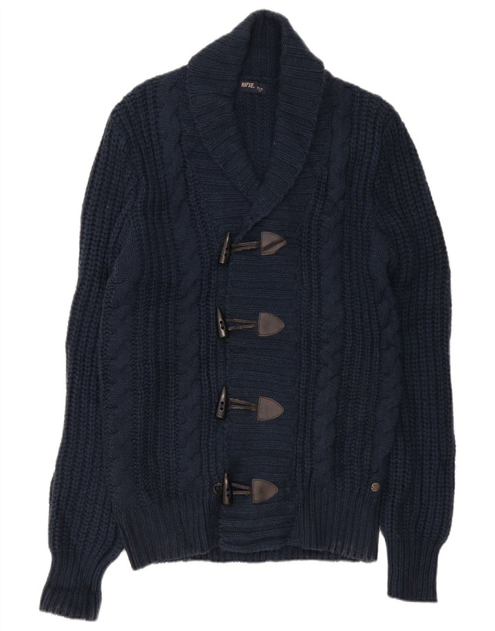 Rifle Mens Cardigan Sweater Large Navy Blue Acrylic