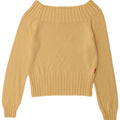 vintage Femmes Off Épaule Pull UK 12 Coton Jaune Moyen