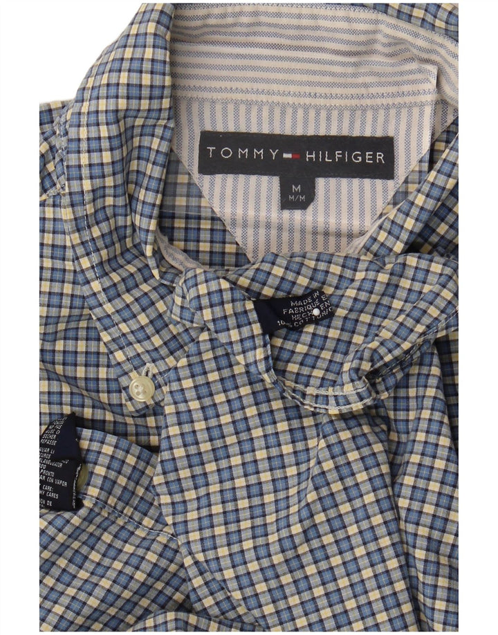 Tommy Hilfiger Mens Short Sleeve Shirt Medium Blue Check Cotton