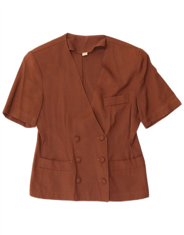 Vintage Womens Double Breasted Blazer Jacket UK 12 Medium Brown