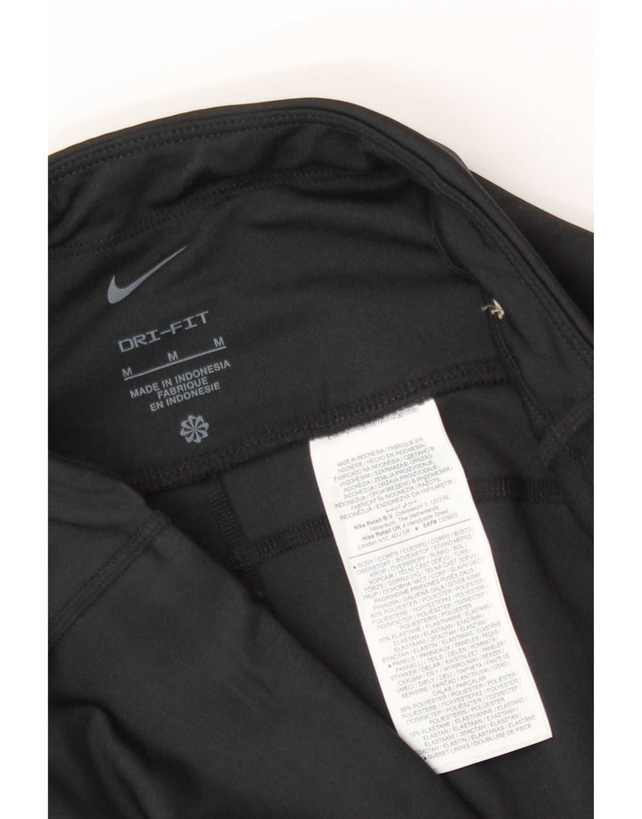 Nike Womens Dri Fit Graphic Crop Leggings UK 12 Medium Black Polyester