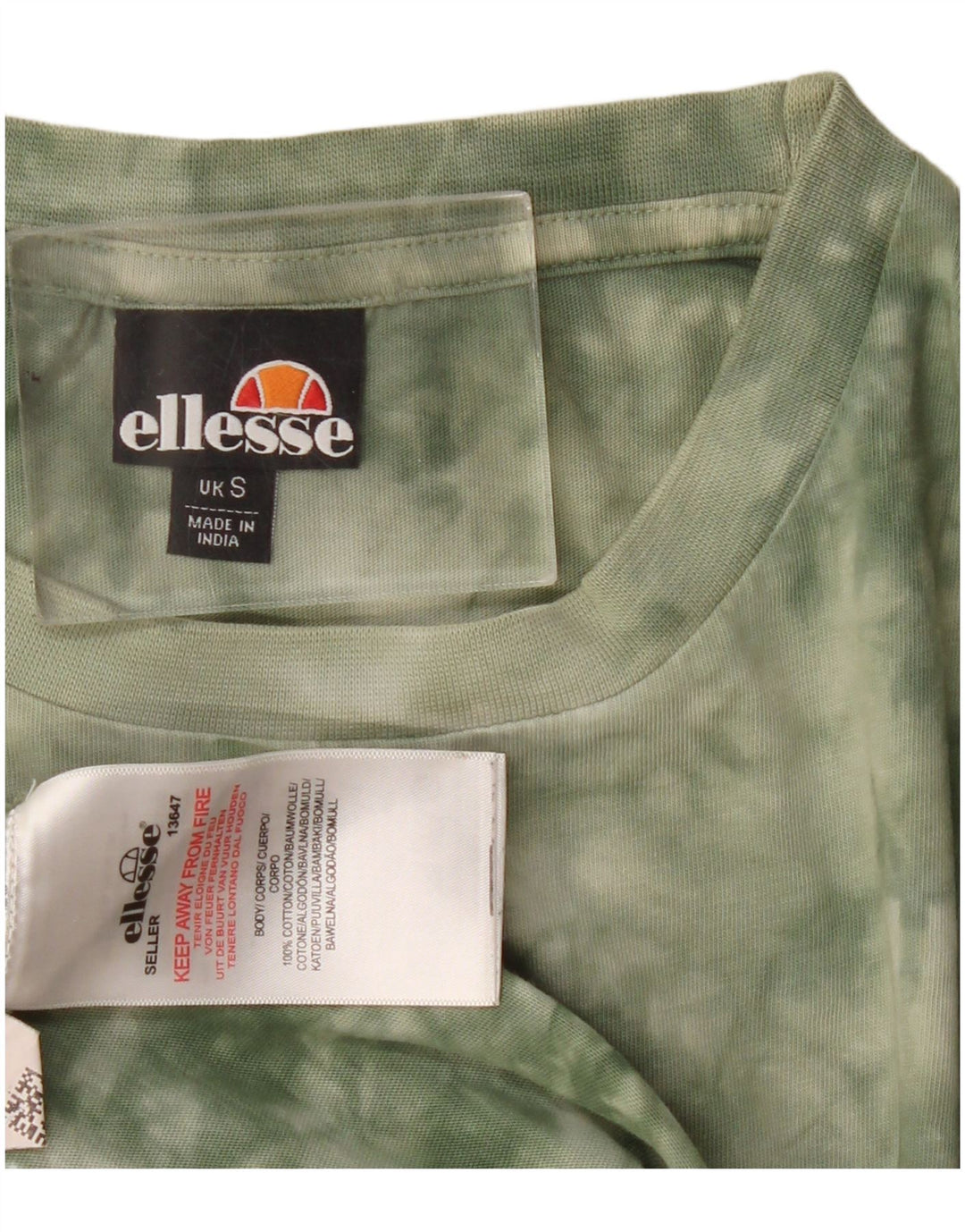 Ellesse Mens T-Shirt Top Small Khaki Tie Dye Cotton