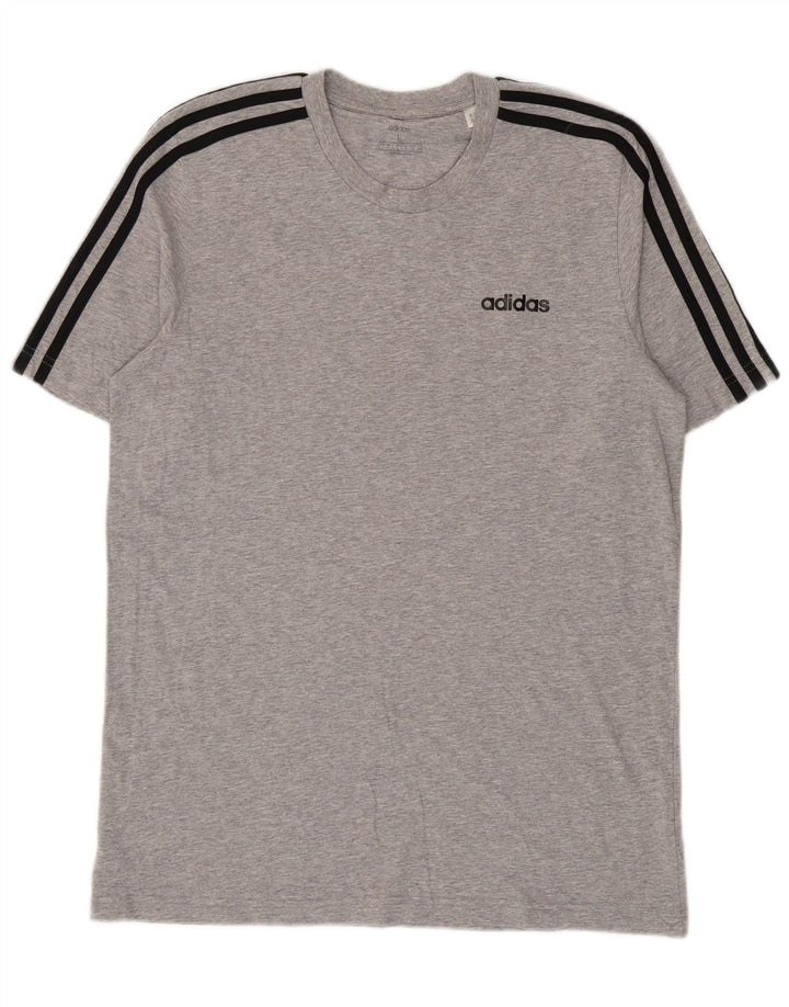 Adidas Mens T-Shirt Top Large Grey Flecked Cotton